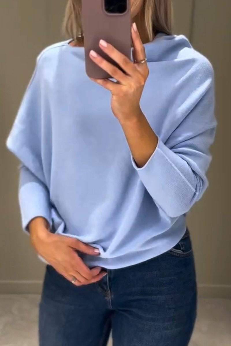 Women's High Collar Long Sleeve Casual Knitted Top Sweatshirt Tops