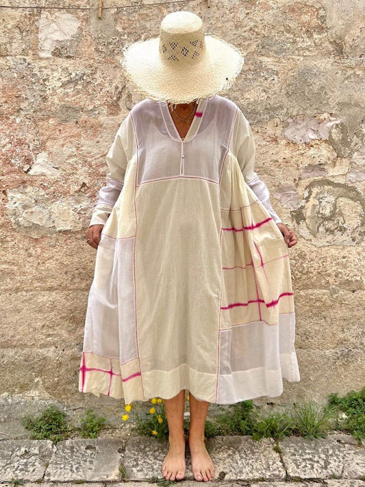 Women's Long Sleeve Cotton And Linen Dress Dress