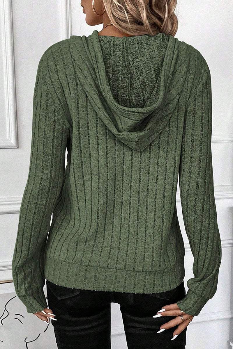 Women's Casual Solid Color Knitted Hooded Top sweater Top