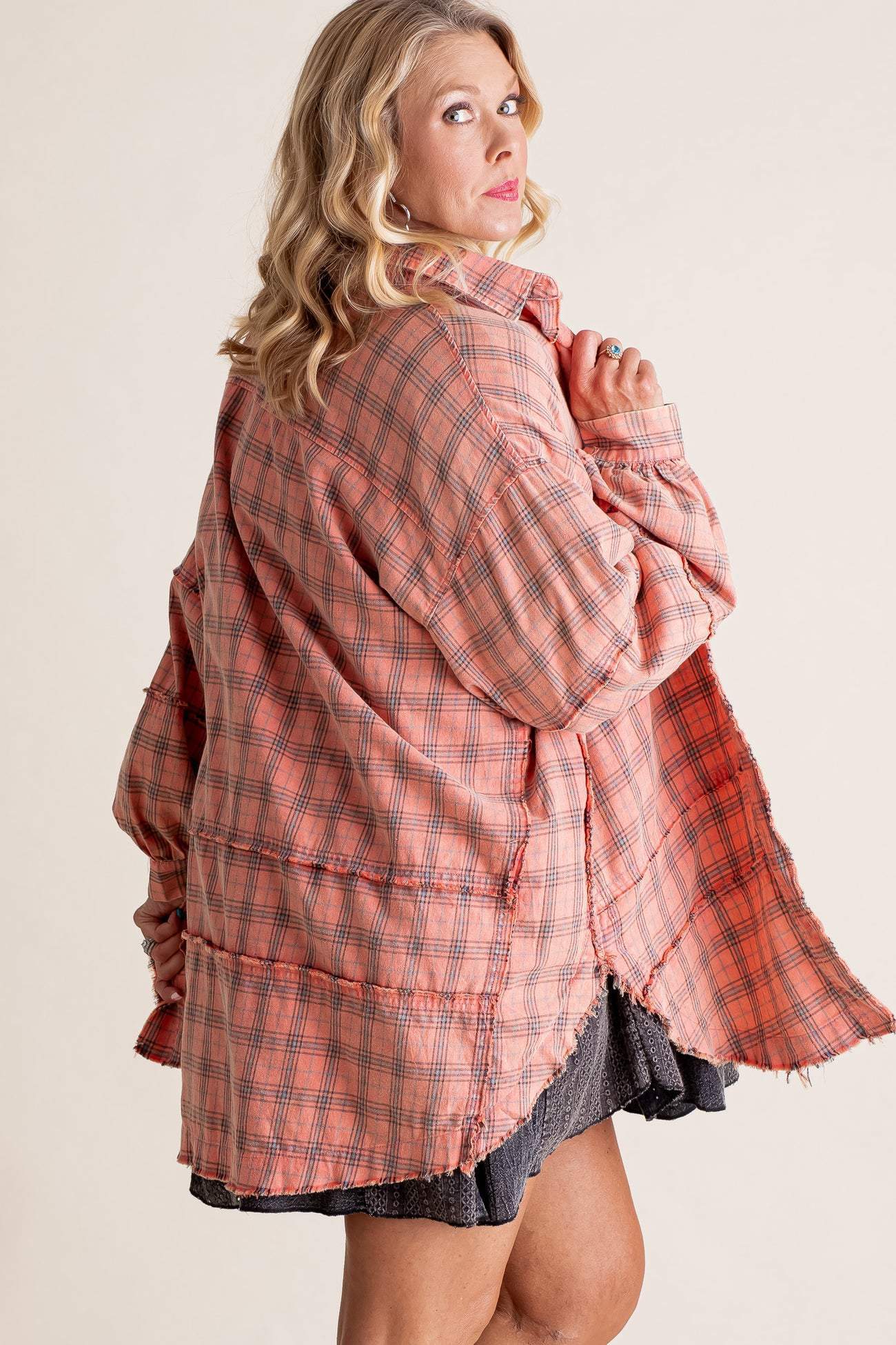 Women's Lapel Long Sleeve Plaid Shirt tops