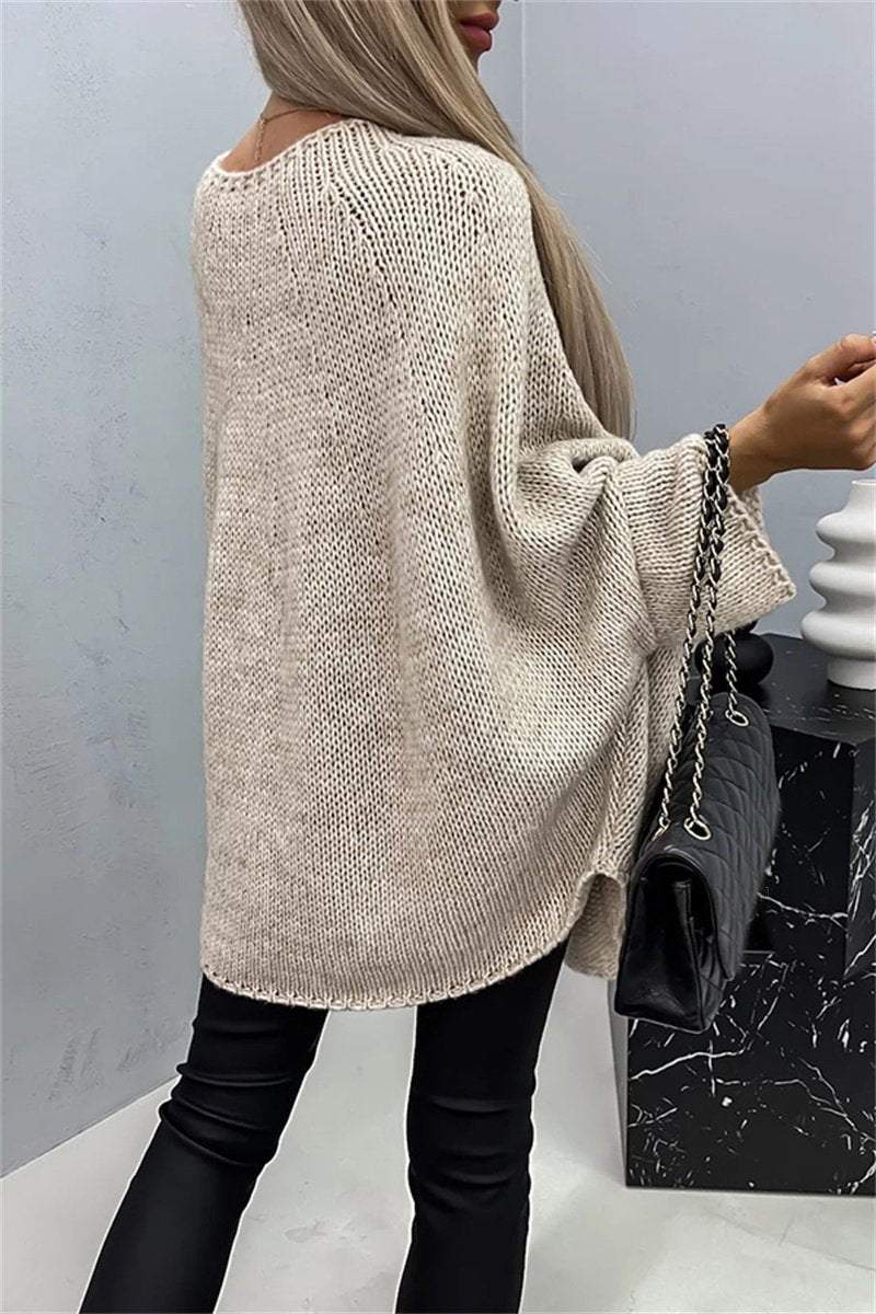 Women's Sweater Cape Poncho Style Fashion Knitted Shawl Sweater Coat tops