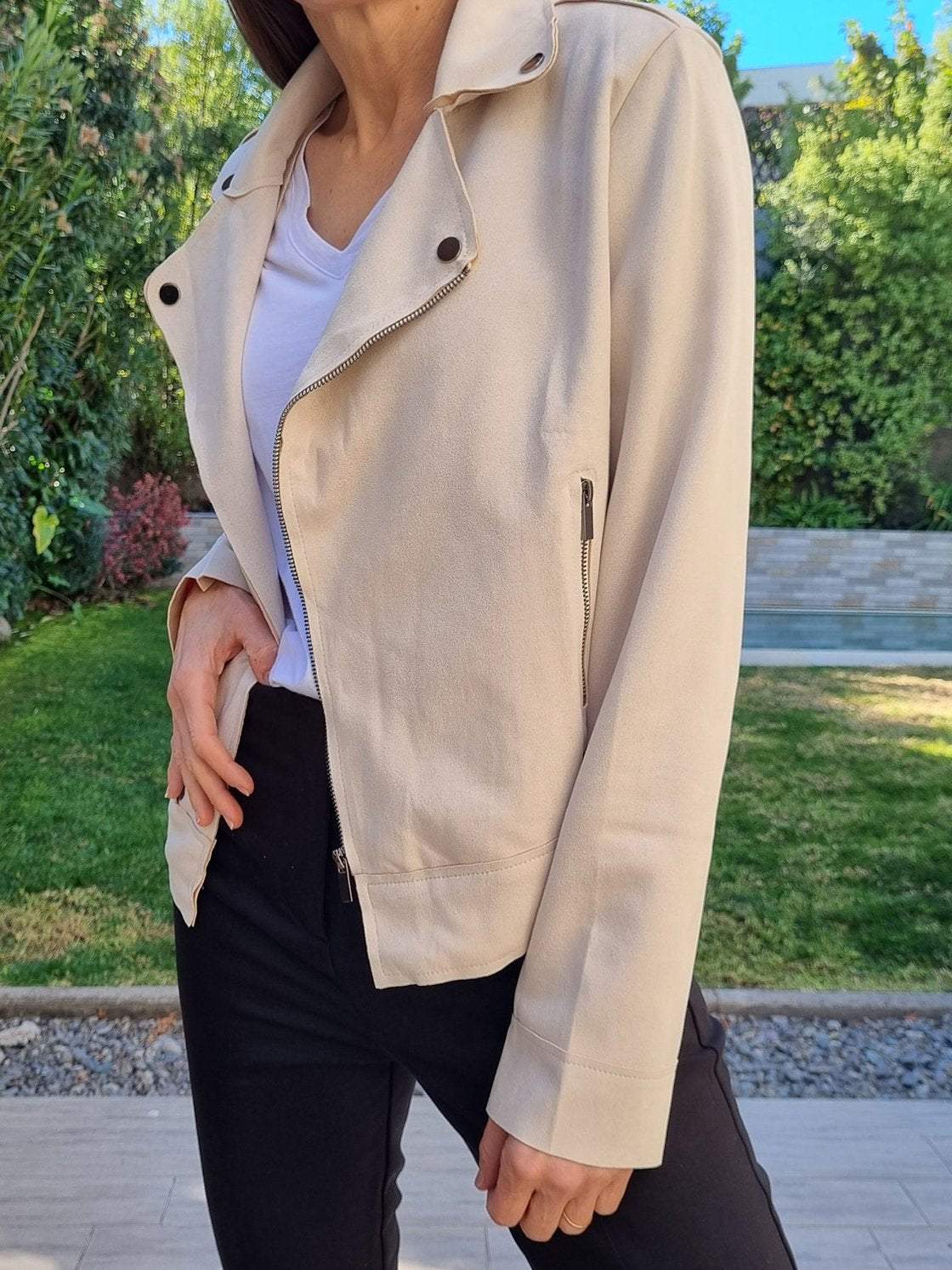 Women's Casual Suede Cropped Jacket Jackets