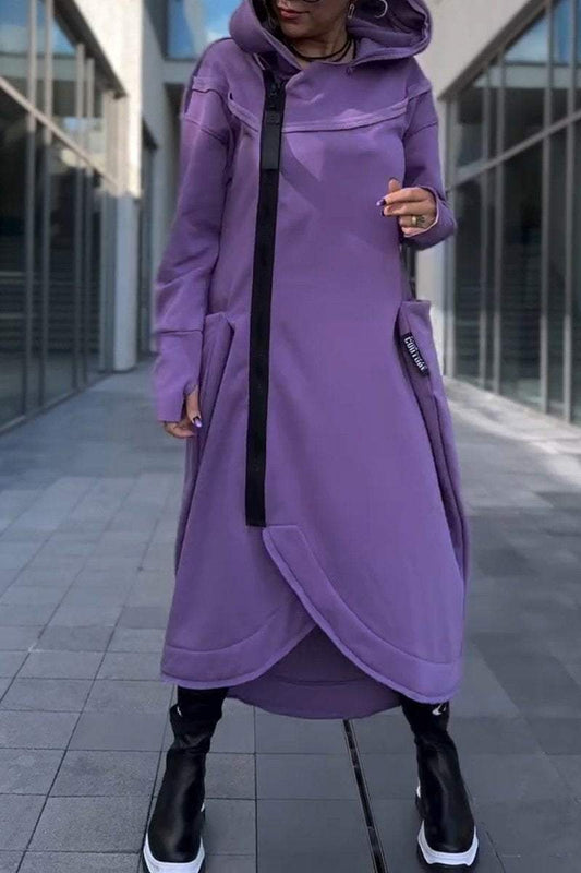 Women's Hooded Long-sleeved Casual Fashion Sweater Dress dress Midi Dress