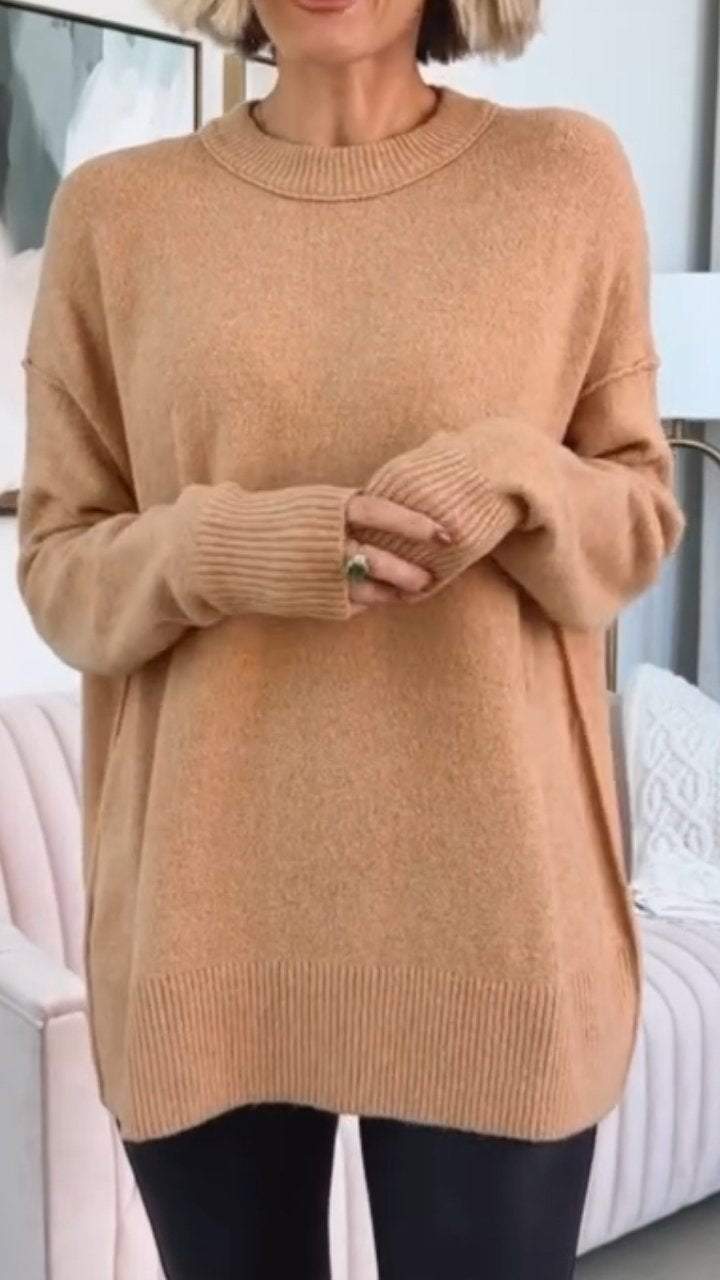 Women's Crew Neck Sweater Top Sweater Tops