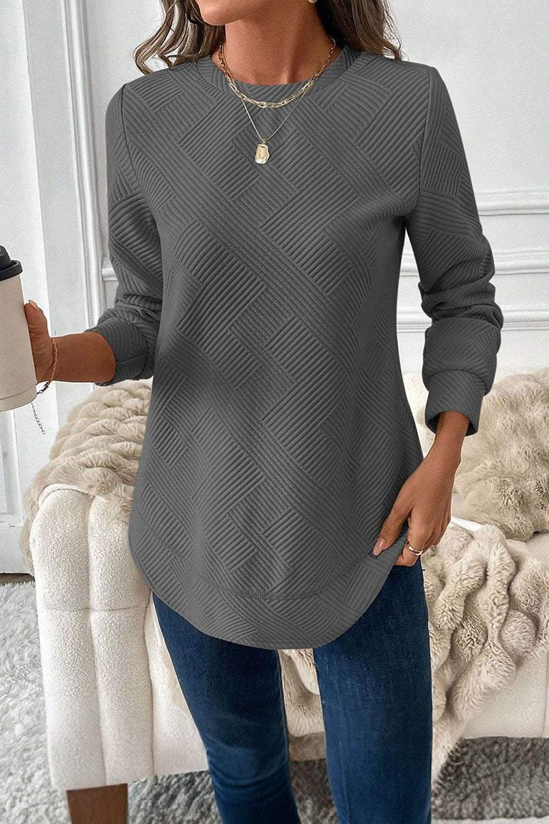 Women's Round Neck Irregular Hem Knitted Sweater sweater Top