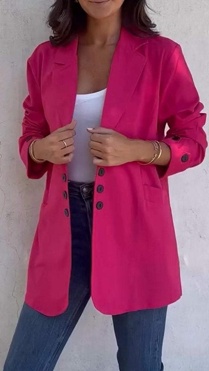 Women's Pink Cardigan Breasted Casual Top Coat coat