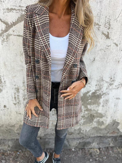 Casual Lapel Plaid Blazer Blazer cotton