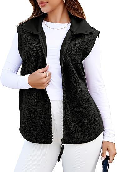 Women's Lapel Plush Vest Tops Vest