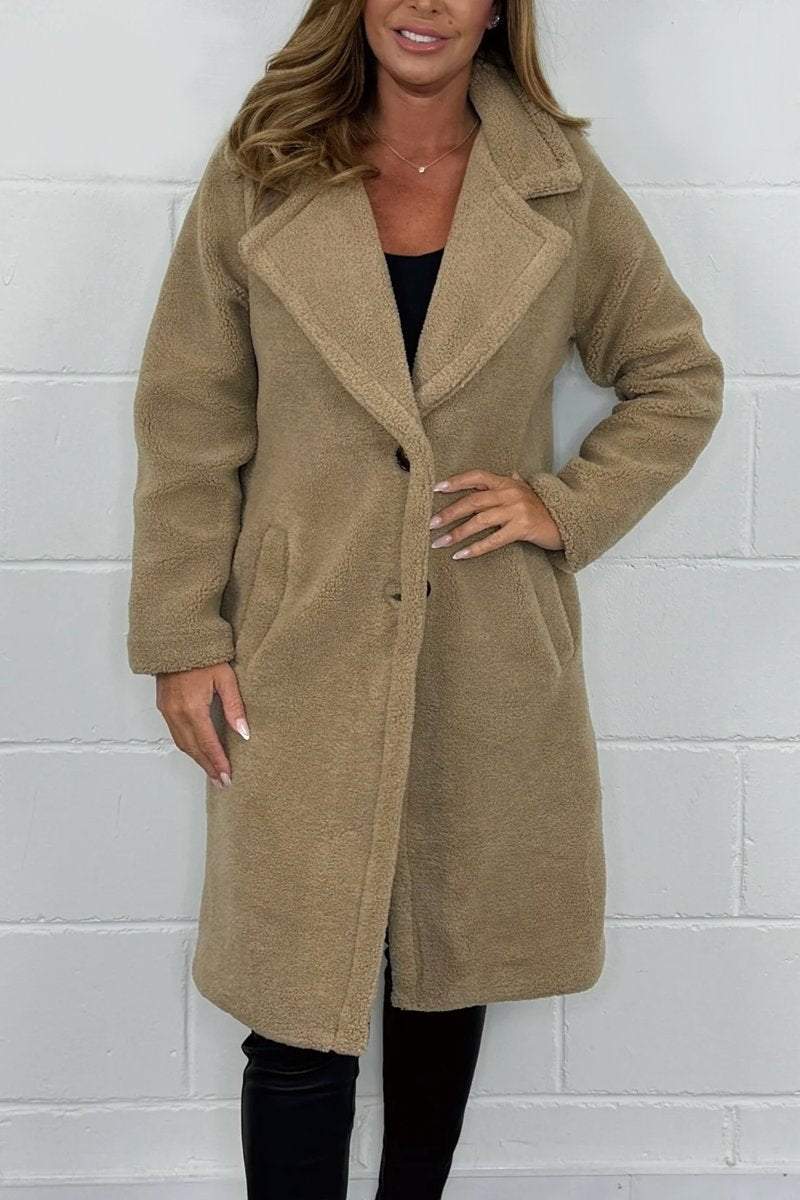 Women's solid color teddy coat Coats Overcoats Tops