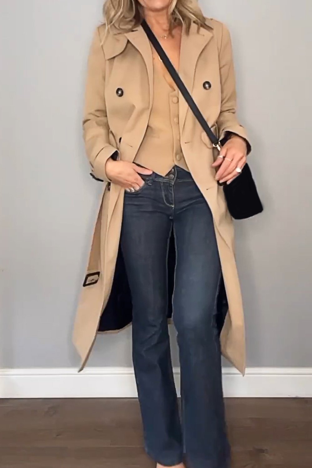 Women's Solid Color Casual Trench Coat Coats Top