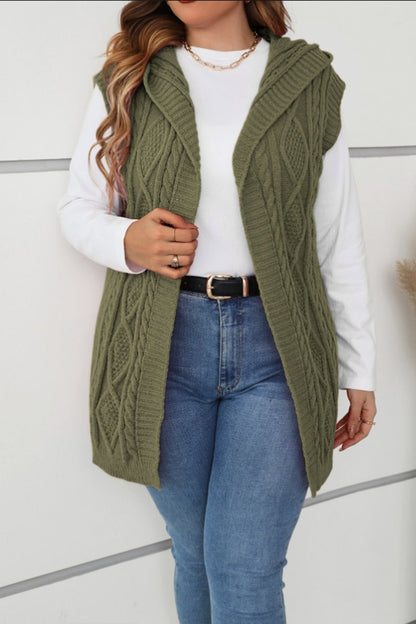 Women's casual sleeveless hooded knitted cardigan cardigans sweaters Top