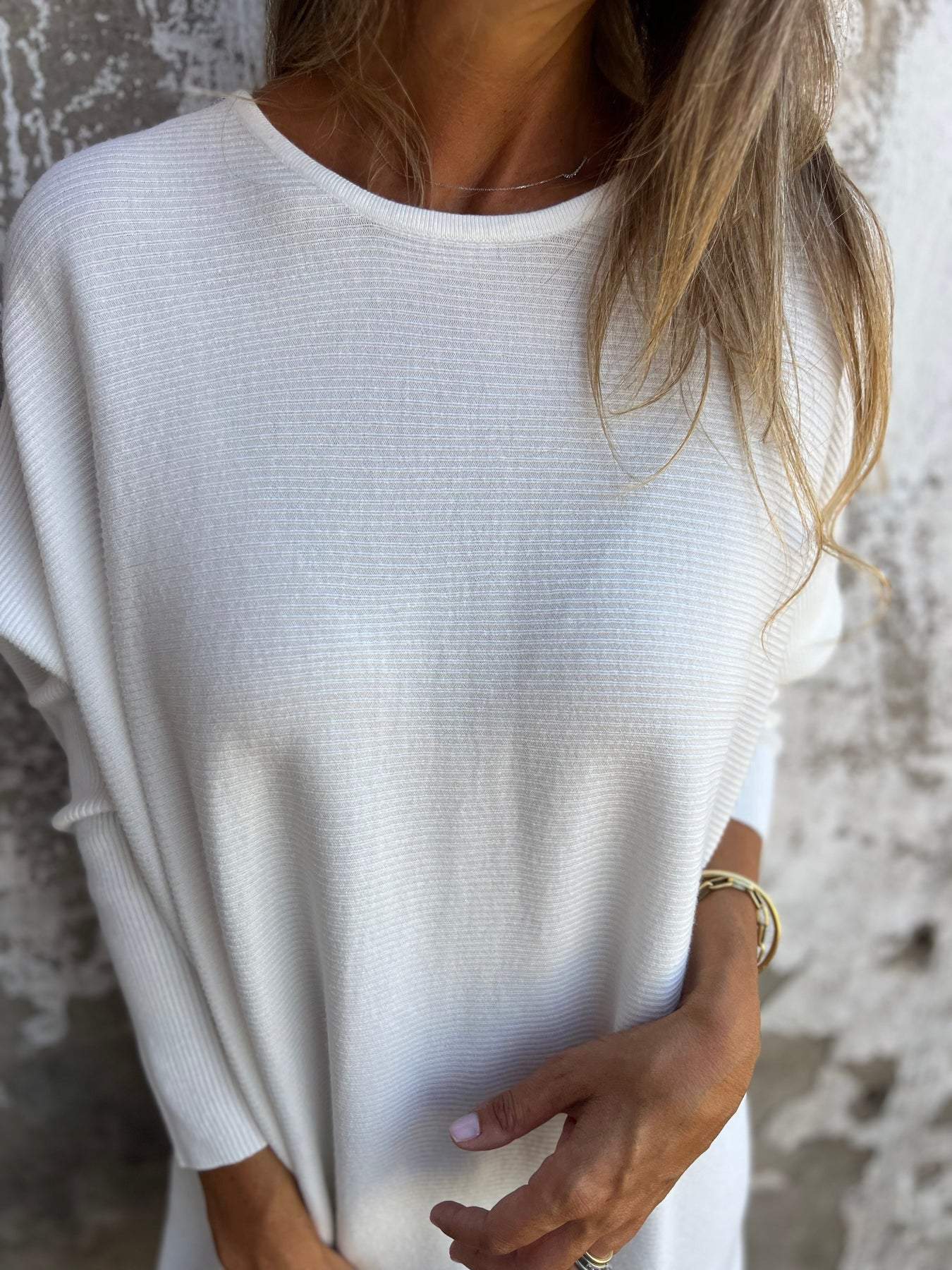 Round Neck Long Sleeve Knitted Top cotton Top