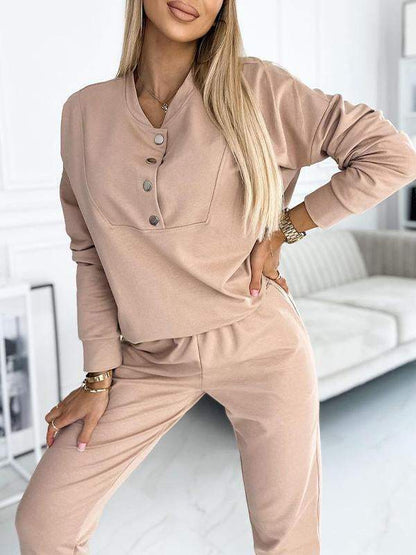 Women's Half-button Long-sleeved Casual Sports Suit Suit