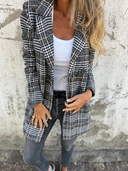 Casual Lapel Plaid Blazer Blazer cotton