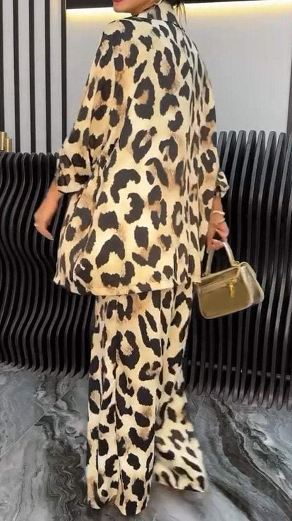 Women's Luxury Leopard Print Lapel Suit suit