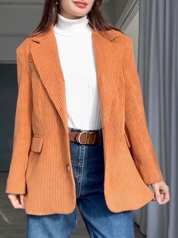 Women's Solid Color Lapel Blazers Coat Tops