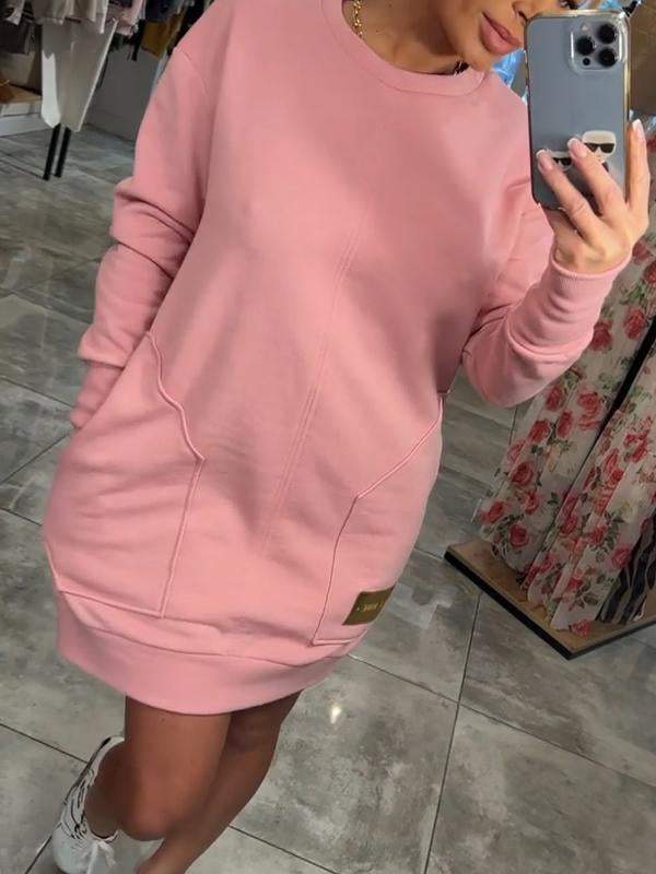 Women's Round Neck Long Sleeve Sweater Dress Dress Mini Dress