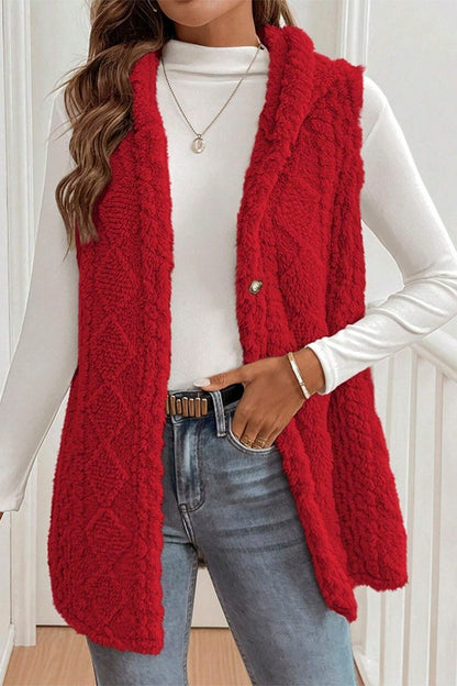 Women's Casual Warm Textured Hooded Vest sweatshirts Top