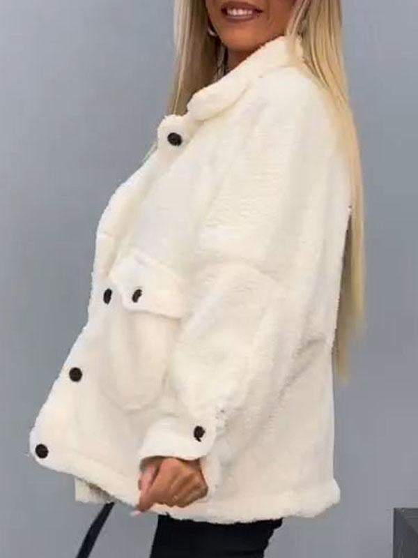 Women's Lapel Long Sleeve Plush Coat Coat Tops