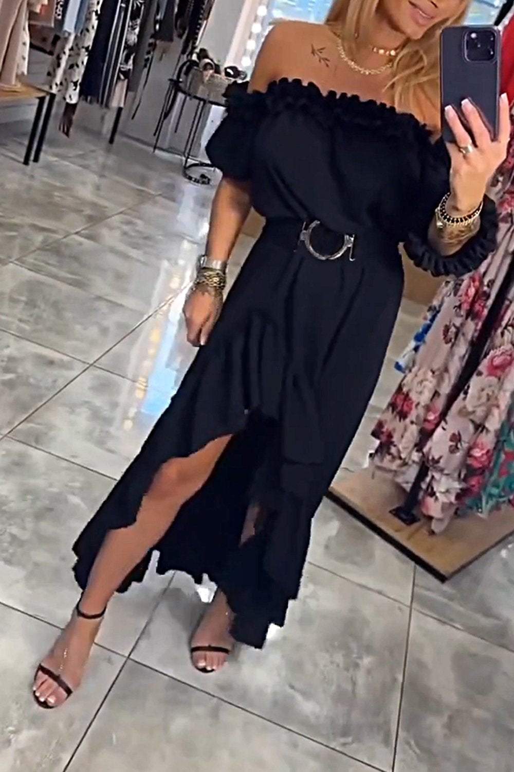 Women's Solid Color Irregular Dress Dress