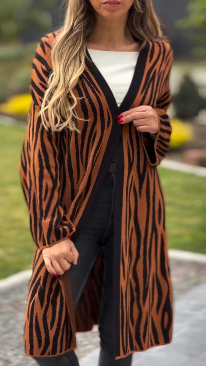 Women's Casual Zebra Print Autumn and Winter Jacket Jacket top