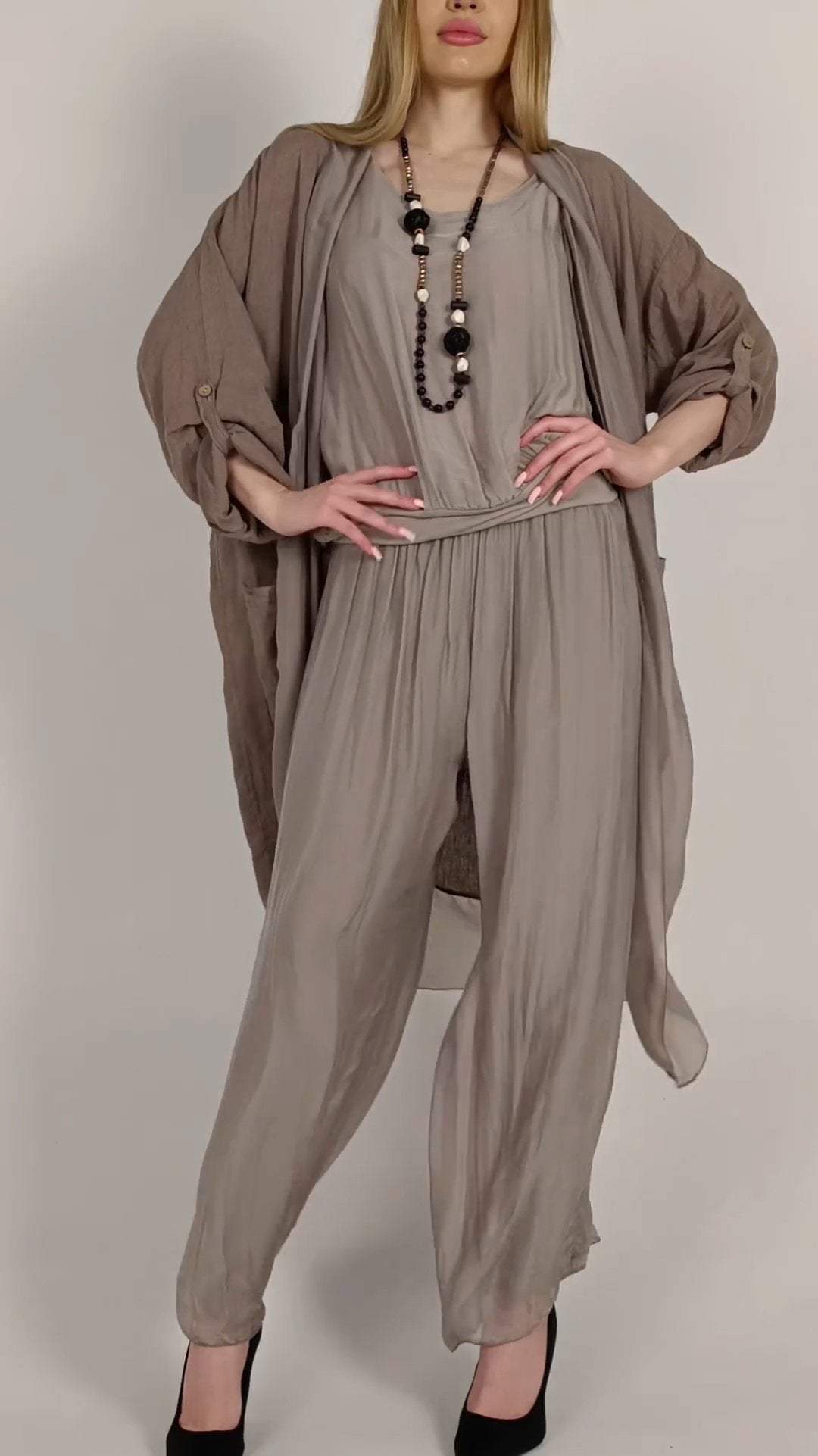 Women's Round Neck Chiffon Comfortable Loose Casual Three-piece Suit Suit