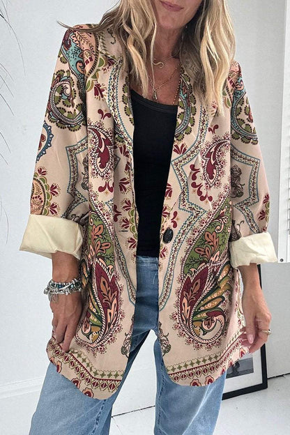 Women's Casual Paisley Print Blazer Blazers Tops