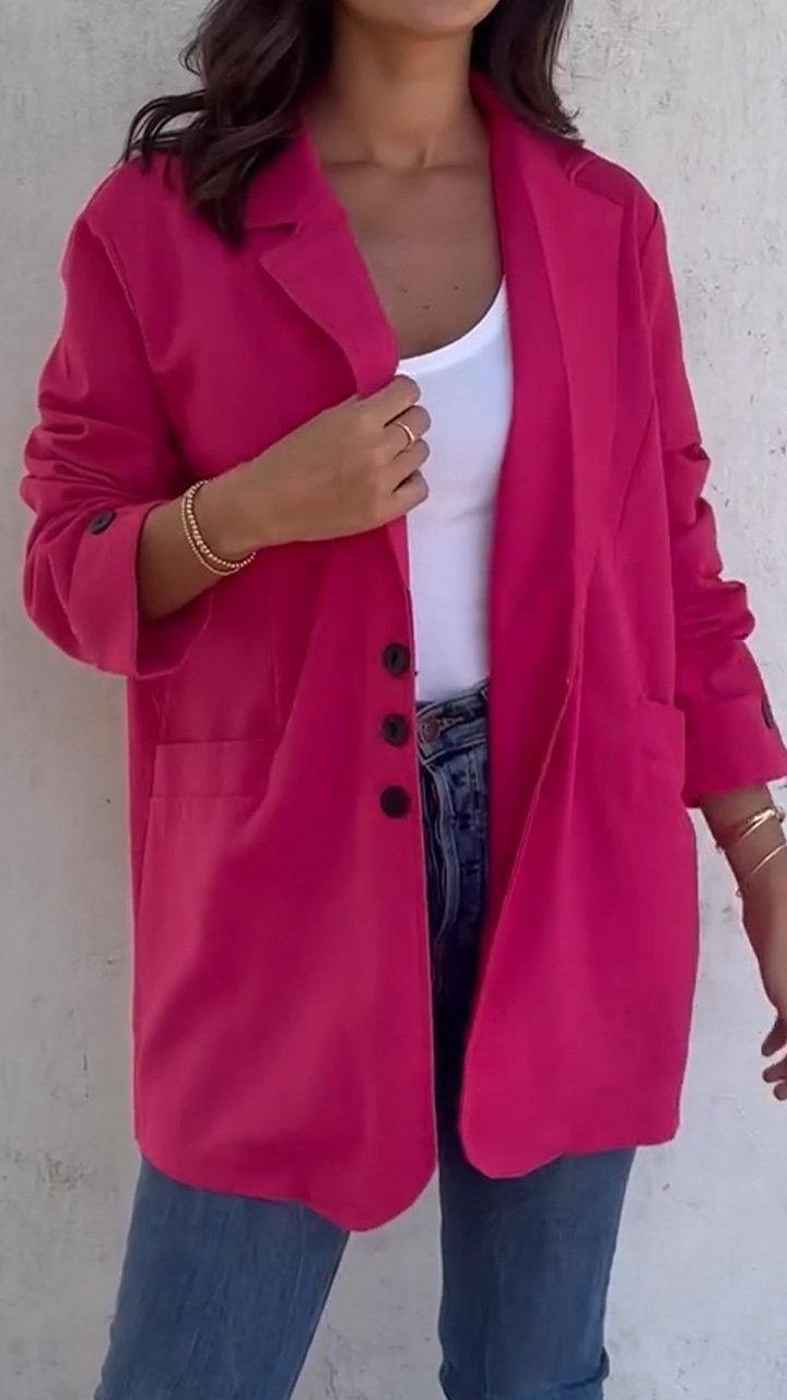 Women's Pink Cardigan Breasted Casual Top Coat coat