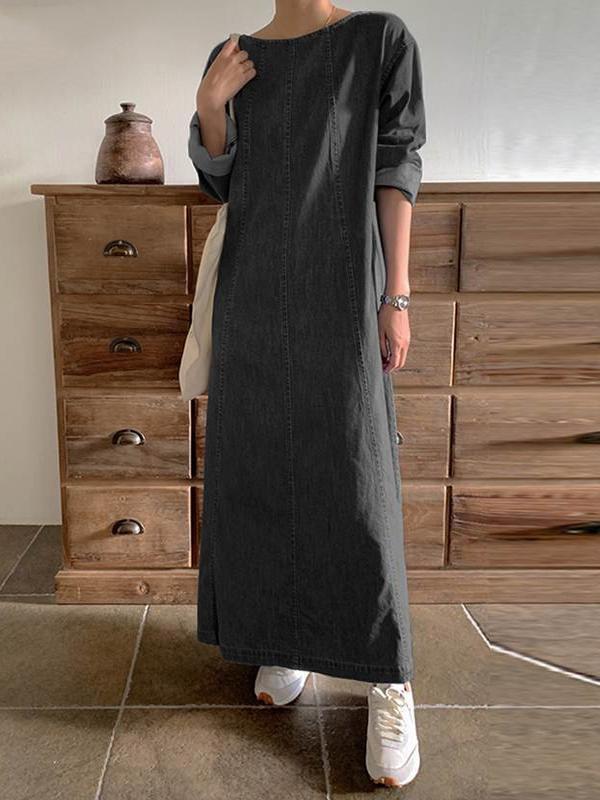 Women's Casual Long Sleeve Denim Dress Denim Dress