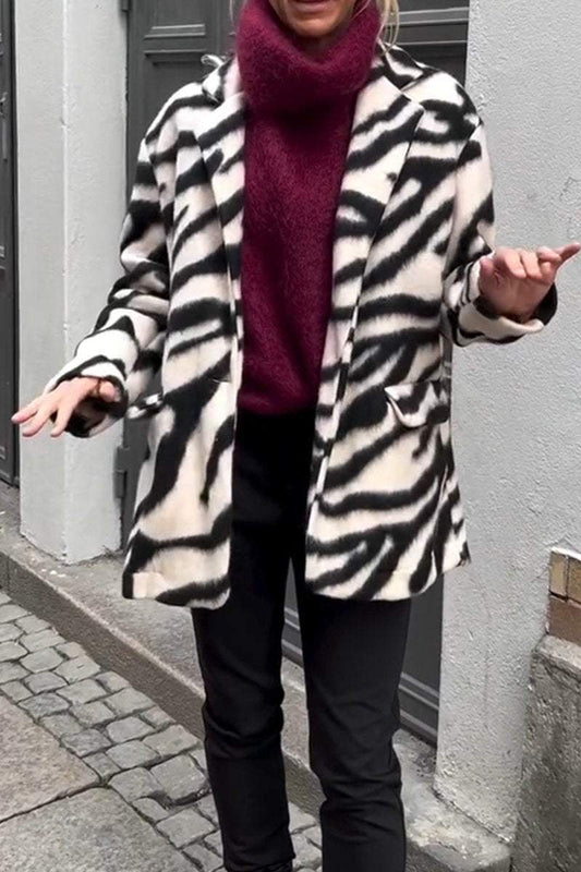 Casual zebra print coat Coats jackets Top