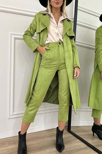 Women's fashionable long coat pants suit Pant sets Sets Two piece sets