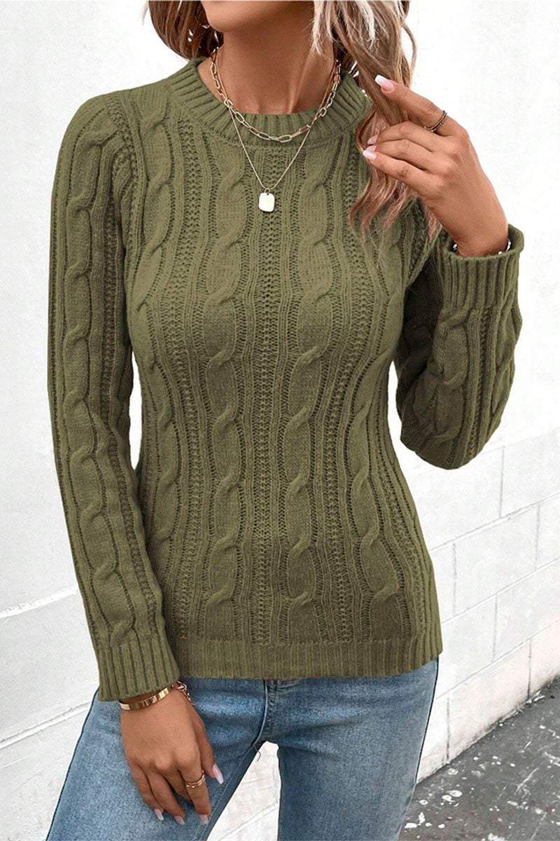 Women's Round Neck Solid Color Knitted Sweater sweaters Top