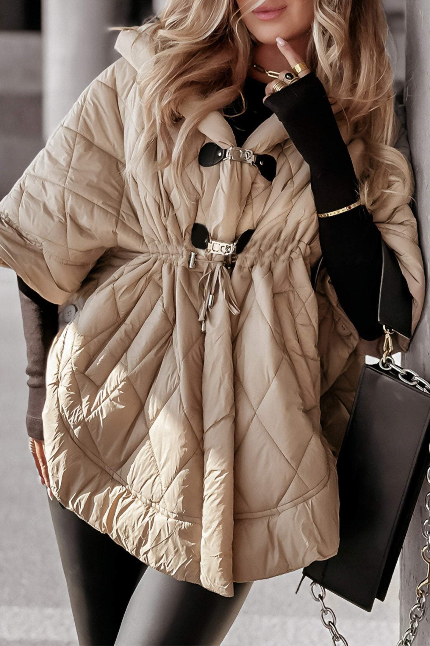 Women's Hooded Mid-sleeve Cape-style Cotton Coat Coats Tops