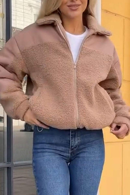 Women's Casual Plush Solid Color Jacket Jacket Tops