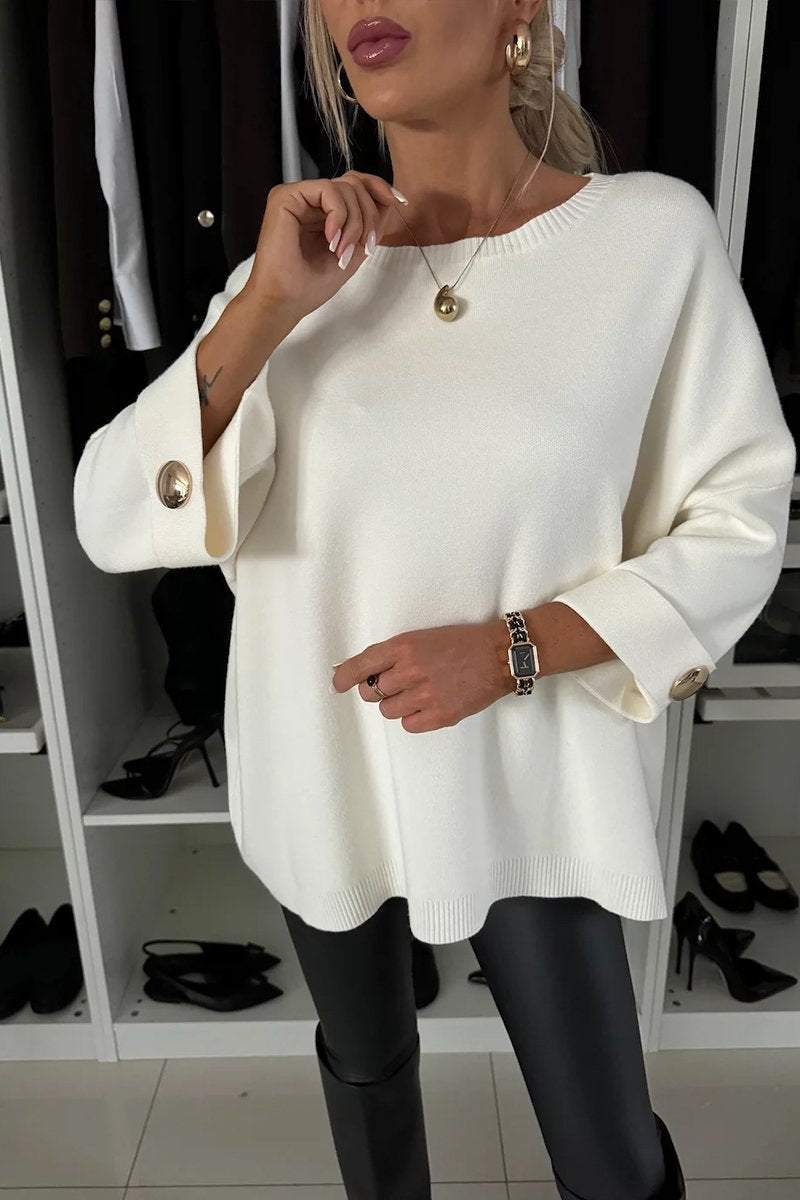 Women's Round Neck Mid-sleeve Knitted Casual Top Cardigans tops