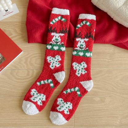 Women's Christmas Non-shedding thickened coral fleece stockings Socks