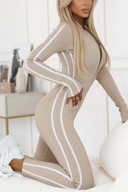 Women's Slim Fit Side Web Half-Zip Jumpsuit Jumpsuit