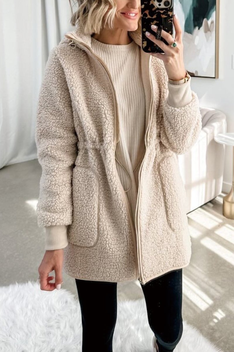 Women's solid color lamb wool coat Coat Top