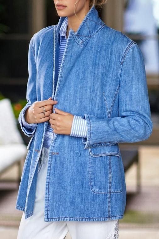 Women's Casual Solid Color Denim Blazer Coats skirts Top