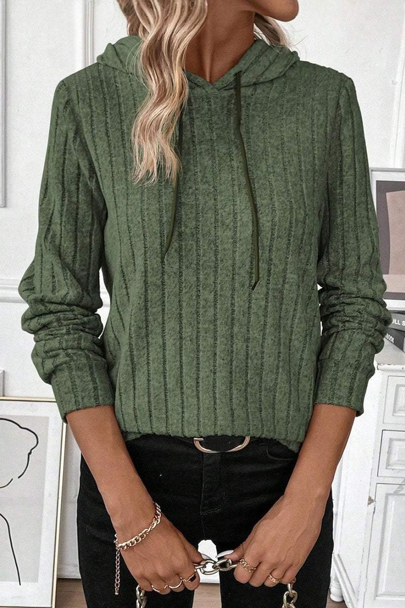 Women's Casual Solid Color Knitted Hooded Top sweater Top