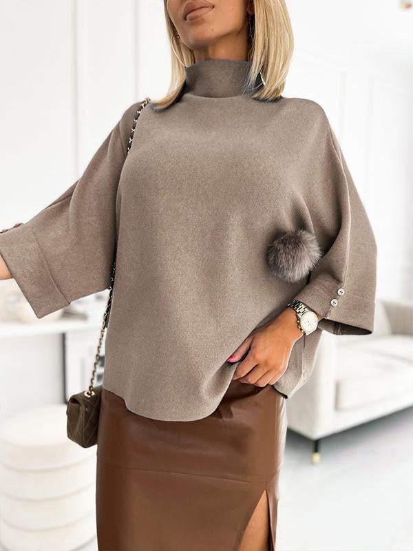 Women's Turtleneck Mid-long-sleeved Knit Sweater Top Sweater Tops