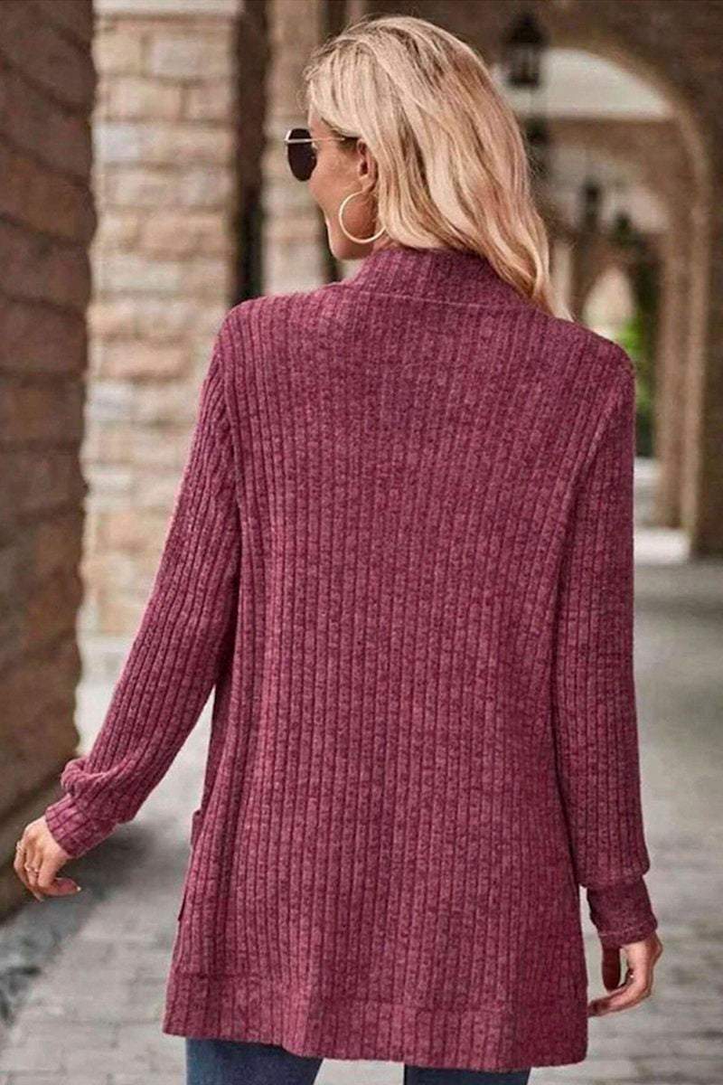 Women's Casual Pit Striped Woolen Cardigan Jacket coat Top