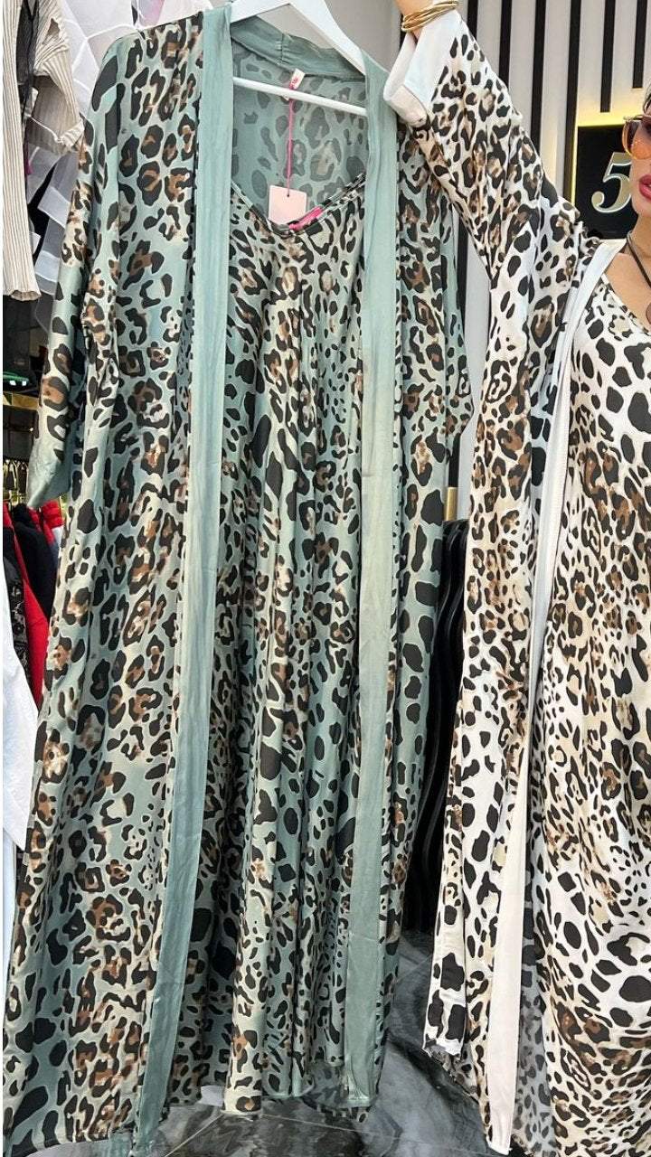 Women's Leopard Print Casual Cardigan Comfort Set Suit