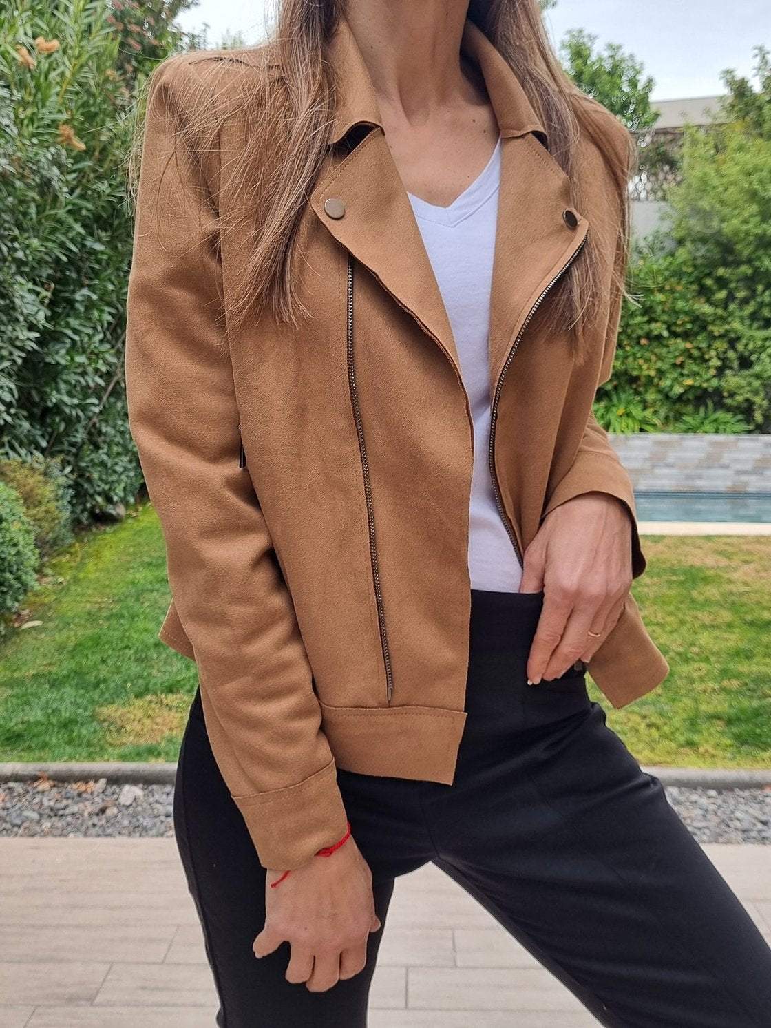 Women's Casual Suede Cropped Jacket Jackets