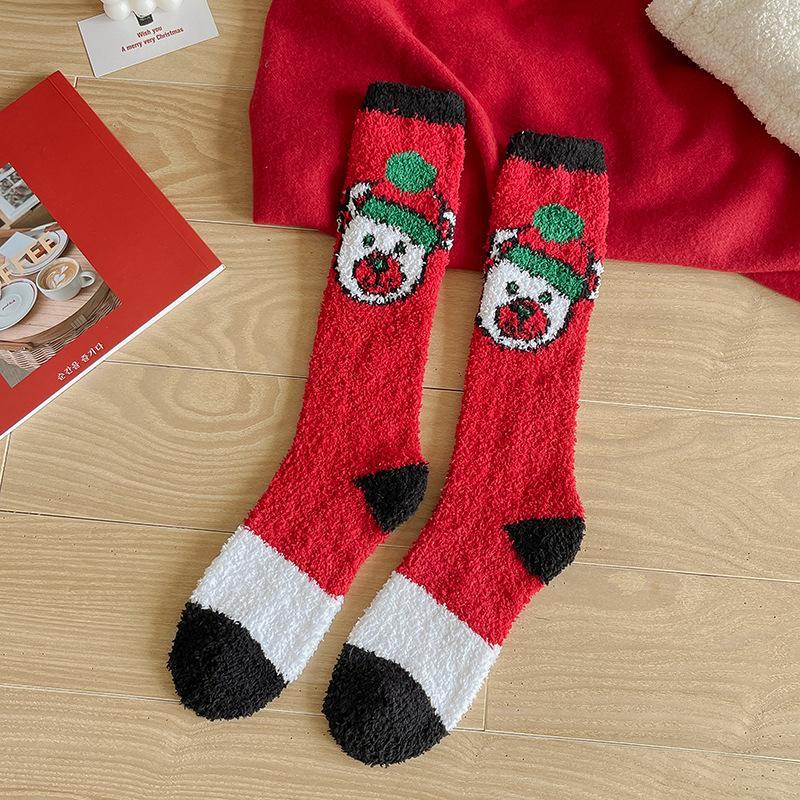 Women's Christmas Non-shedding thickened coral fleece stockings Socks