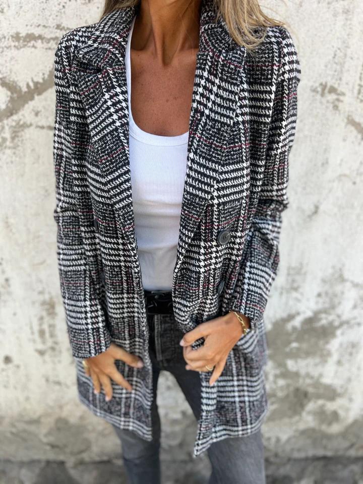 Casual Lapel Plaid Blazer Blazer cotton