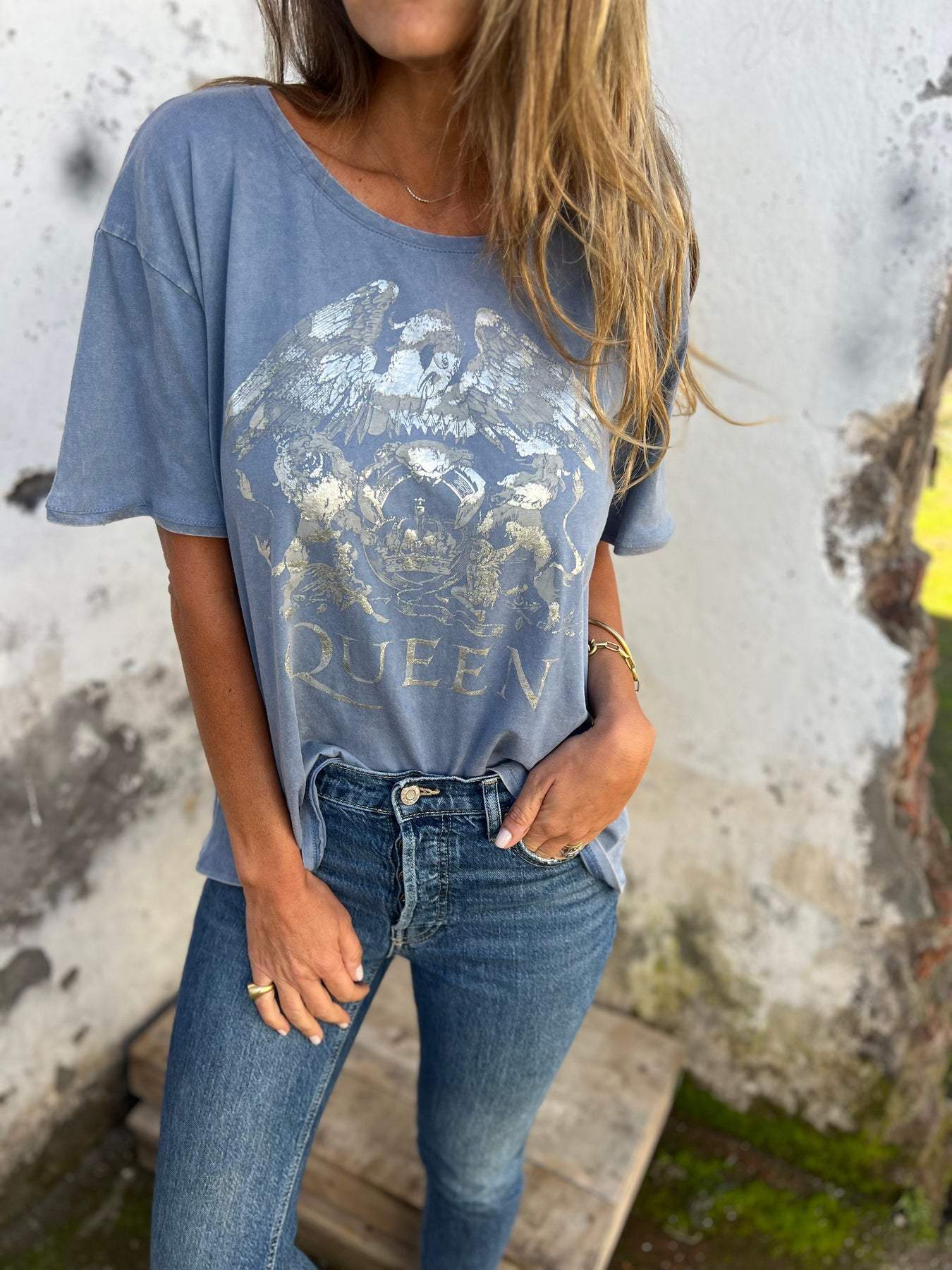 Women's Crew Neck Short-sleeved Silver-printed Casual T-shirt tops