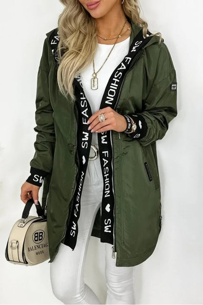 Women's Casual Placket Letter Print Jacket Coats skirts Top