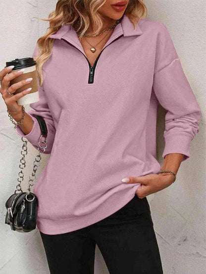 Women's Solid Color Polo Shirt Cardigan Tops