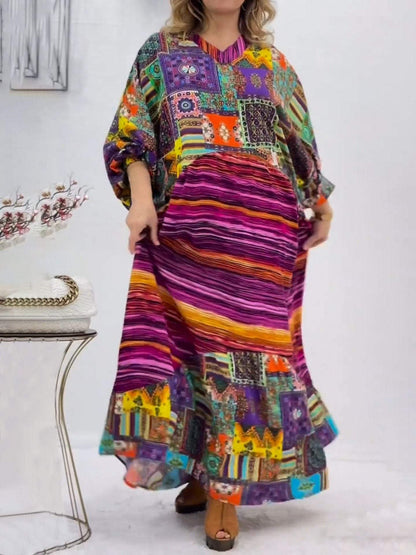 Women's colorful patchwork printed dress Dress